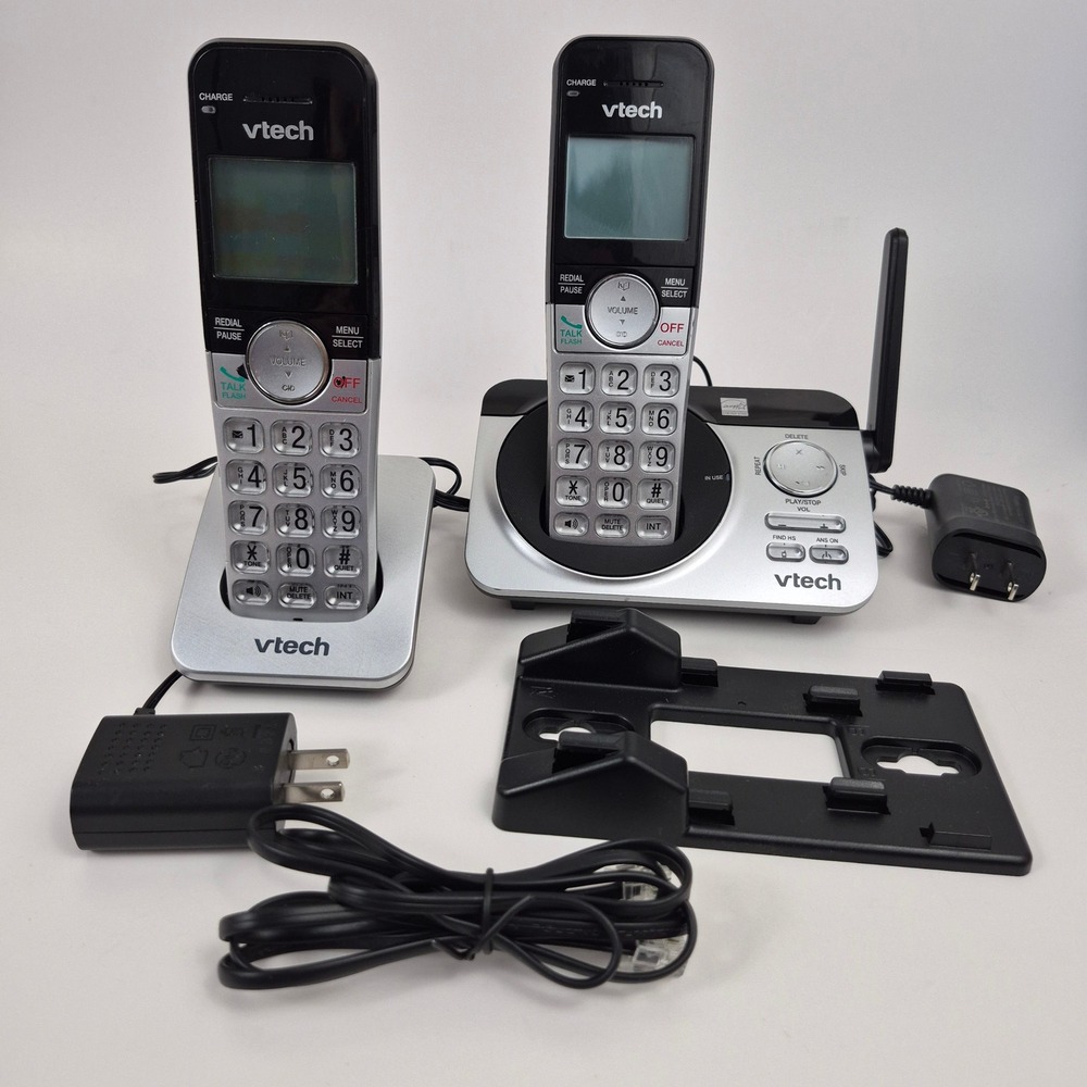 Vtech CS5229-2 DECT 6.0 Cordless Phone 2 Handsets Answering System Silver Black